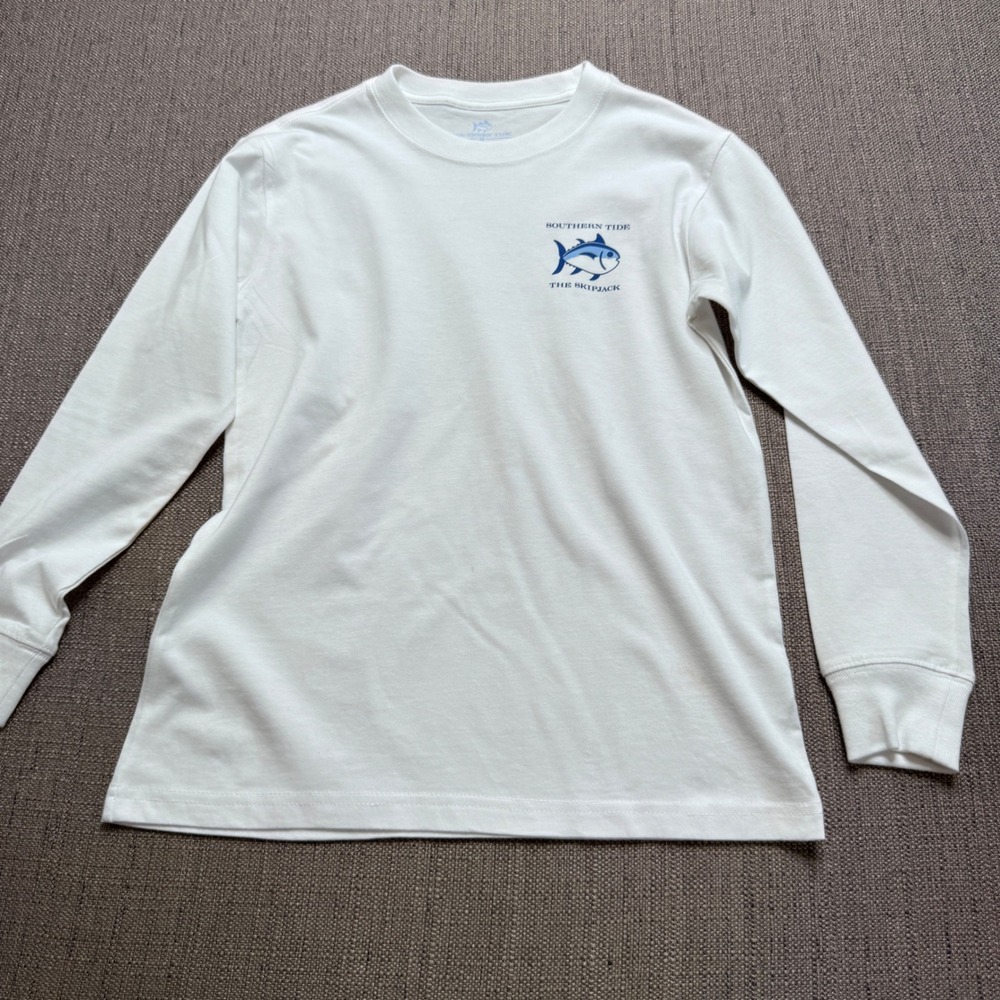 Southern Tide Kids White Long Sleeve Skipjack Graphic T-Shirt Size Medium 10-12